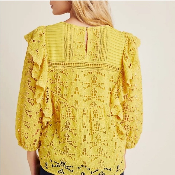Anthropologie Clementine Eyelet Blouse Sz 4 - Picture 4 of 9